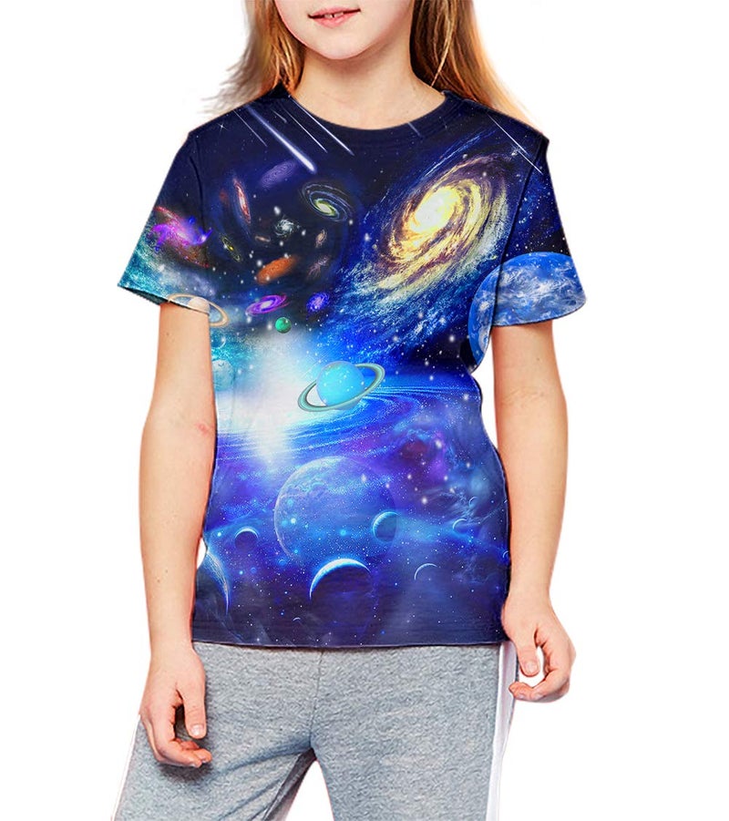 LAIDIPAS Boys Shirts Unisex 3D Kids T-Shirts Space Galaxy Graphic Tees for Girls 6-8 Years - Image 4